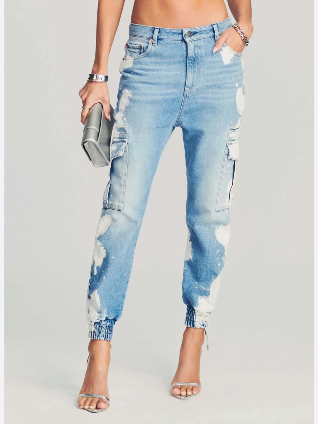 Ser.O.Ya Light Blue Distressed Cargo Jogger Jeans